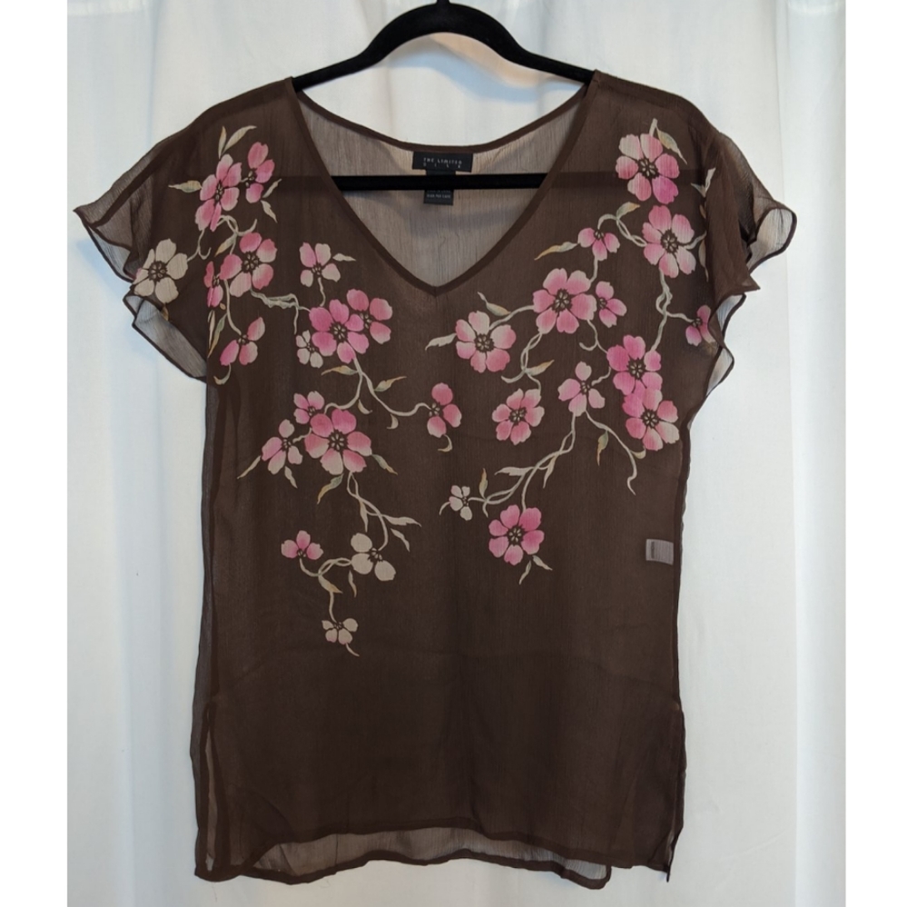100% silk sheer blouse